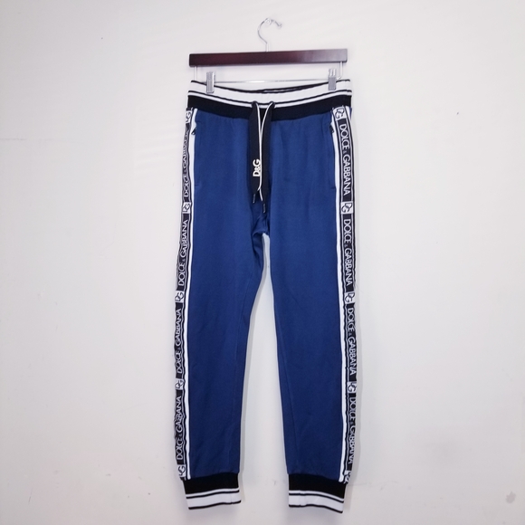 Dolce & Gabbana Mens Navy Joggers with Logo Trim - Picture 1 of 3